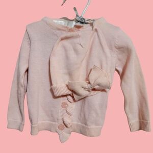 NWOT Laura Ashley Knit Pink Baby Sweater And Hat 3-6 Months